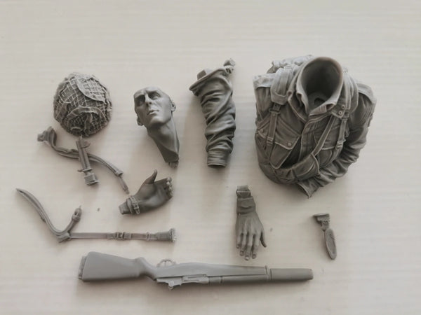 WWII US Normandy Airborne Soldiers, 3 Figures, Resin Model Figure Kit, Unassembled and Unpainted