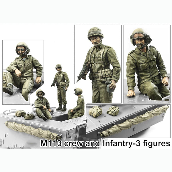 1/35 Modern M113 Crew, 3 Figures, Resin Model Figure Kit, Unassembled and Unpainted