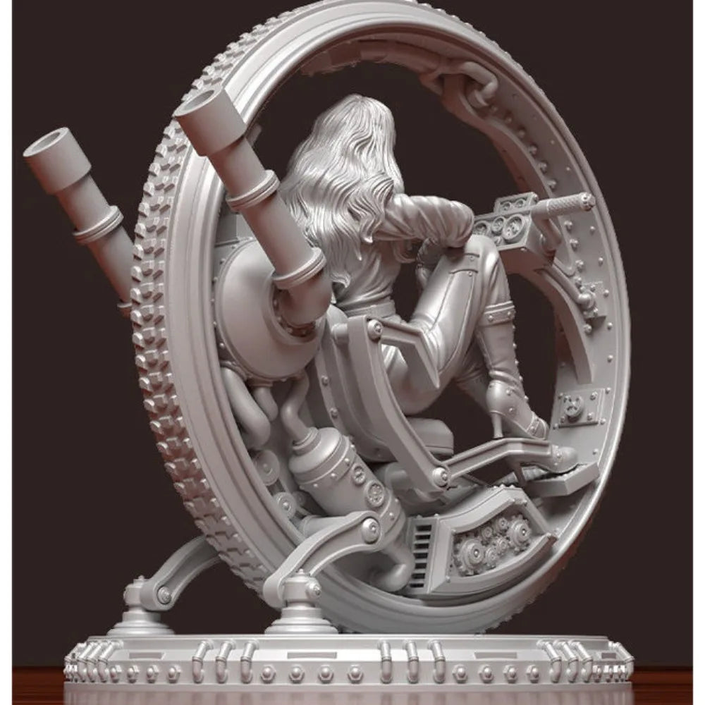 80mm Motorcycle Girl, Resin Model Figure Kit, Fantasy Theme, Unassembled and Unpainted