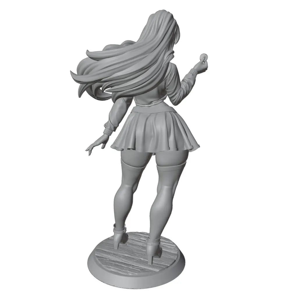 1/24 Long-Haired Woman in Pleated Skirt, Resin Model Figure Kit, Unassembled and Unpainted