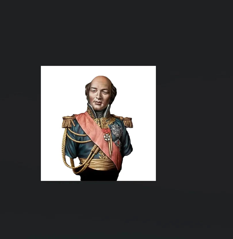1/10 Napoleonic General with Red Sash and Gold Epaulettes, Resin Model Bust Kit, Unassembled and Unpainted