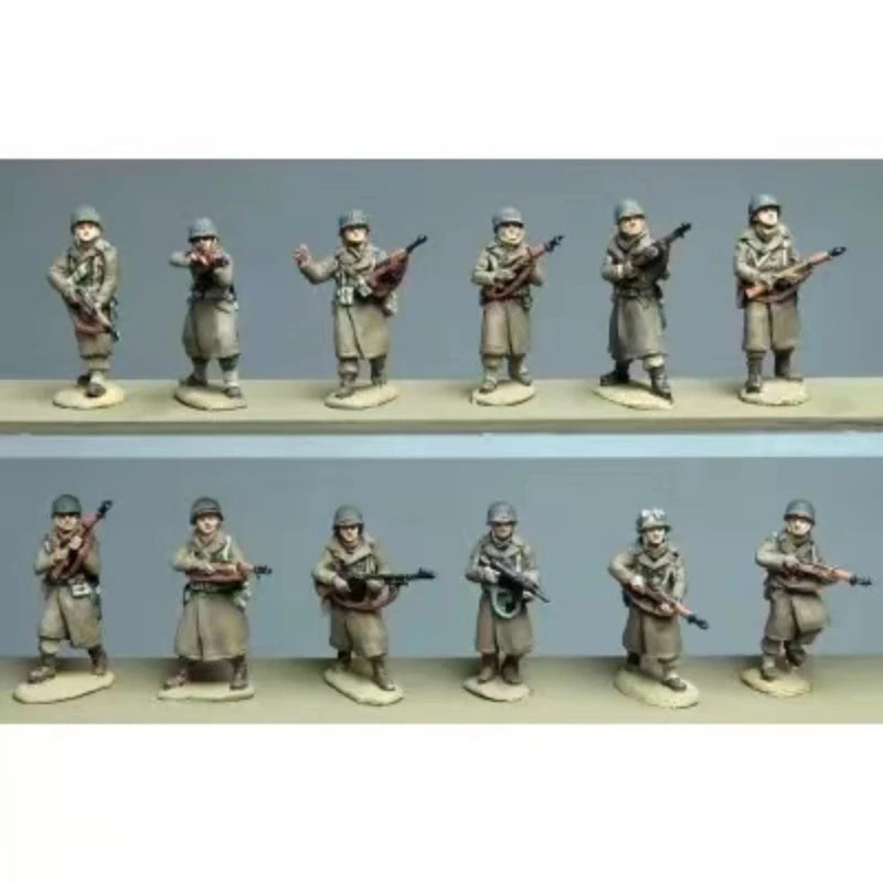 1/72 WWII Allied Winter U.S. Army Squad, 12 Figures, Resin Model Figure Kit, Unassembled and Unpainted