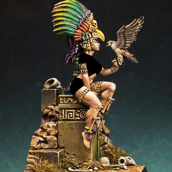 Priestess with Eagle, Resin Model Figure Kit, Fantasy Theme, Unassembled and Unpainted