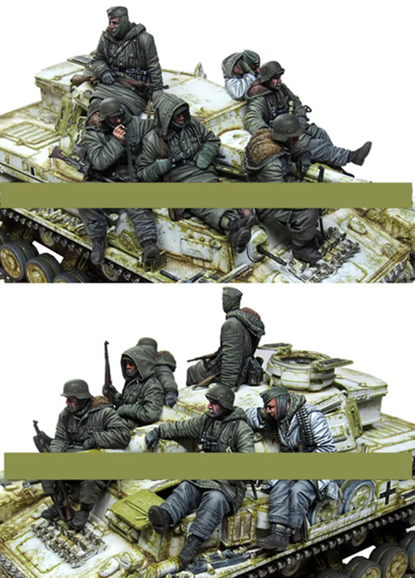 1/35 WWII German Infantry in Trench Defense, 6 Figures, Resin Model Figure Kit, Unassembled and Unpainted