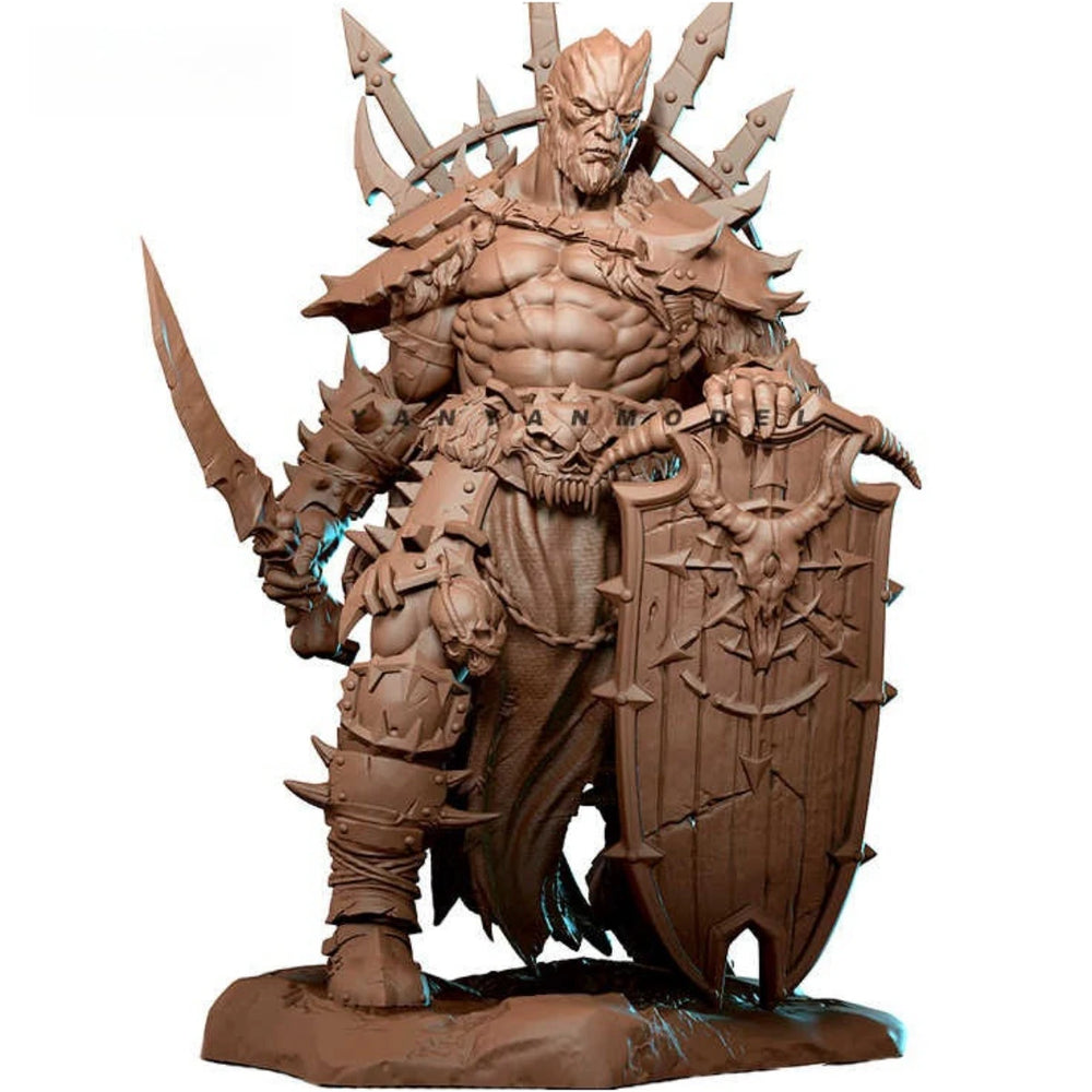 75mm Orc Warlord with Horned Crown, Resin Model Figure Kit, Fantasy Theme, Unassembled and Unpainted