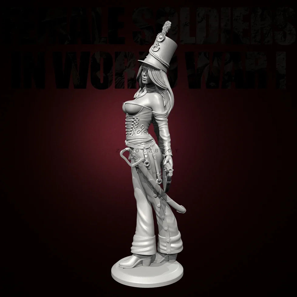 75mm Napoleonic Female Soldier, Resin Model Figure Kit, Unassembled and Unpainted