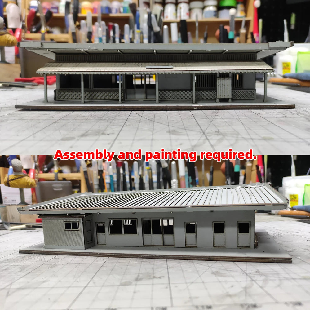 1/87 Modern Railway Station Scene, Resin Model Diorama Kit, Unassembled and Unpainted