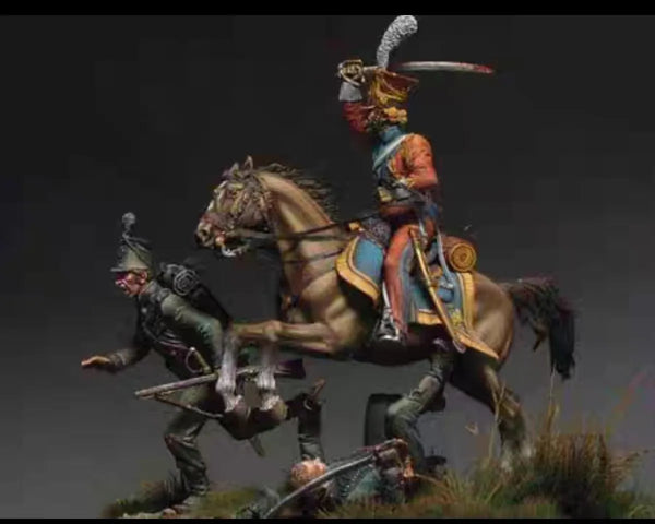 54mm Napoleonic Cavalry, 3 Figures, Resin Model Figure Kit, Unassembled and Unpainted