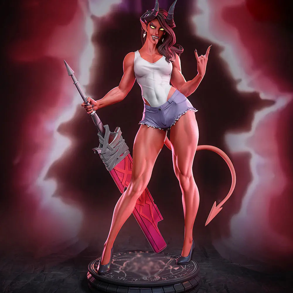 1/24 Demon Warrior with Curved Horns and Greatsword, Resin Model Figure Kit, Fantasy Theme, Unassembled and Unpainted