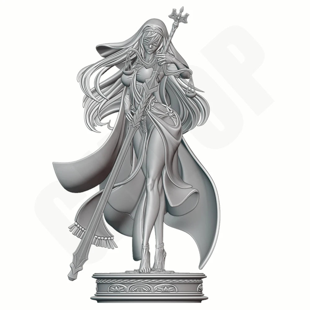 1/24 Female Warrior in Gold Ornate Armor with Curved Sword, Resin Model Figure Kit, Fantasy Theme, Unassembled and Unpainted