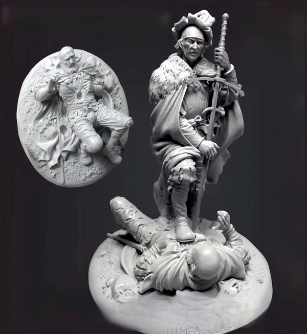 1/24 Fur-Trimmed Female Warrior with Goggles, 2 Figures, Resin Model Figure Kit, Fantasy Theme, Unassembled and Unpainted