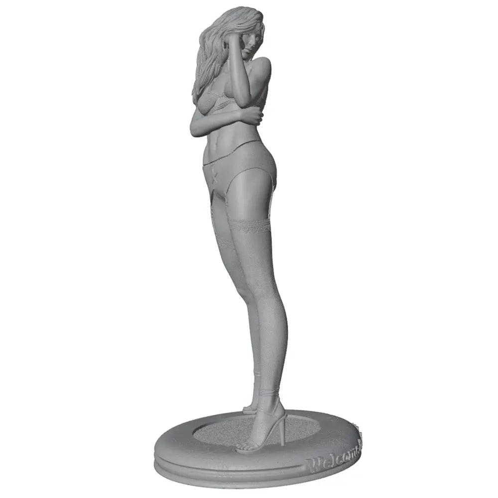 1/24 Long-Haired Female Classic Pin-up Pose, Resin Model Figure Kit, Unassembled and Unpainted