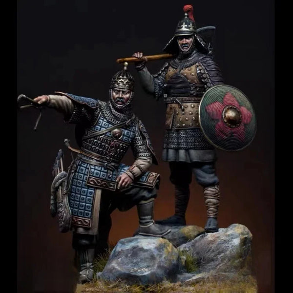 1/32 Medieval Viking Warriors with Axes and Shields, 3 Figures, Resin Model Diorama Kit, Unassembled and Unpainted