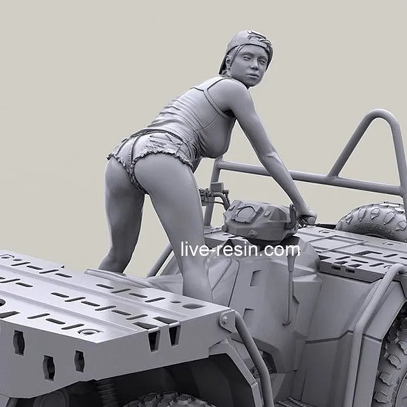 1/35 Modern Female Soldiers with ATV, 3 Figures, Resin Model Figure Kit, Unassembled and Unpainted