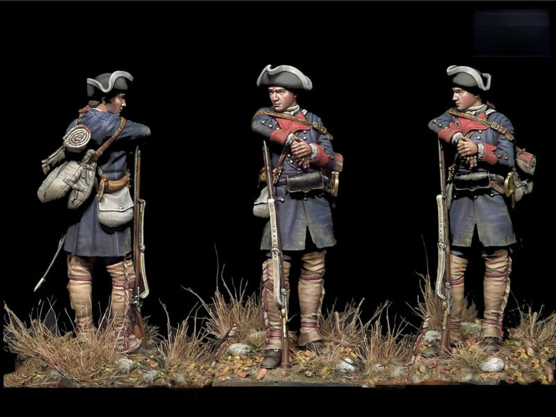 75mm Colonial Militia Soldier, 2 Figures, Resin Model Figure Kit, Military Theme, Unassembled and Unpainted