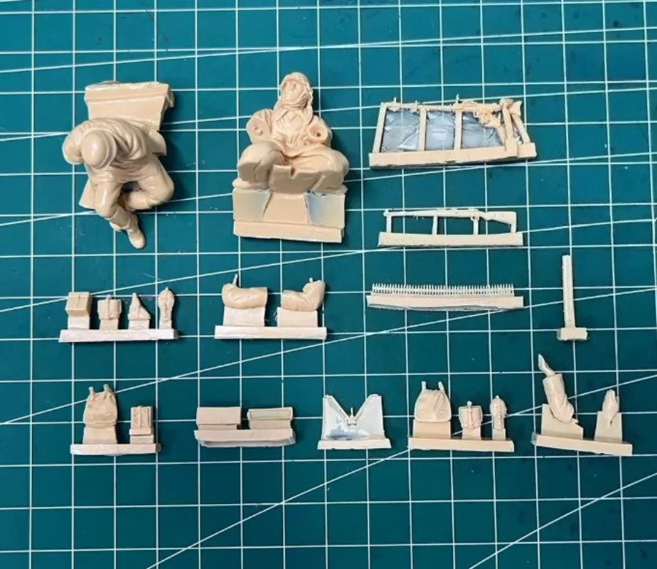 1/35 WWII German Machine Gun Squad, 2 Figures, Resin Model Figure Kit, Unassembled and Unpainted