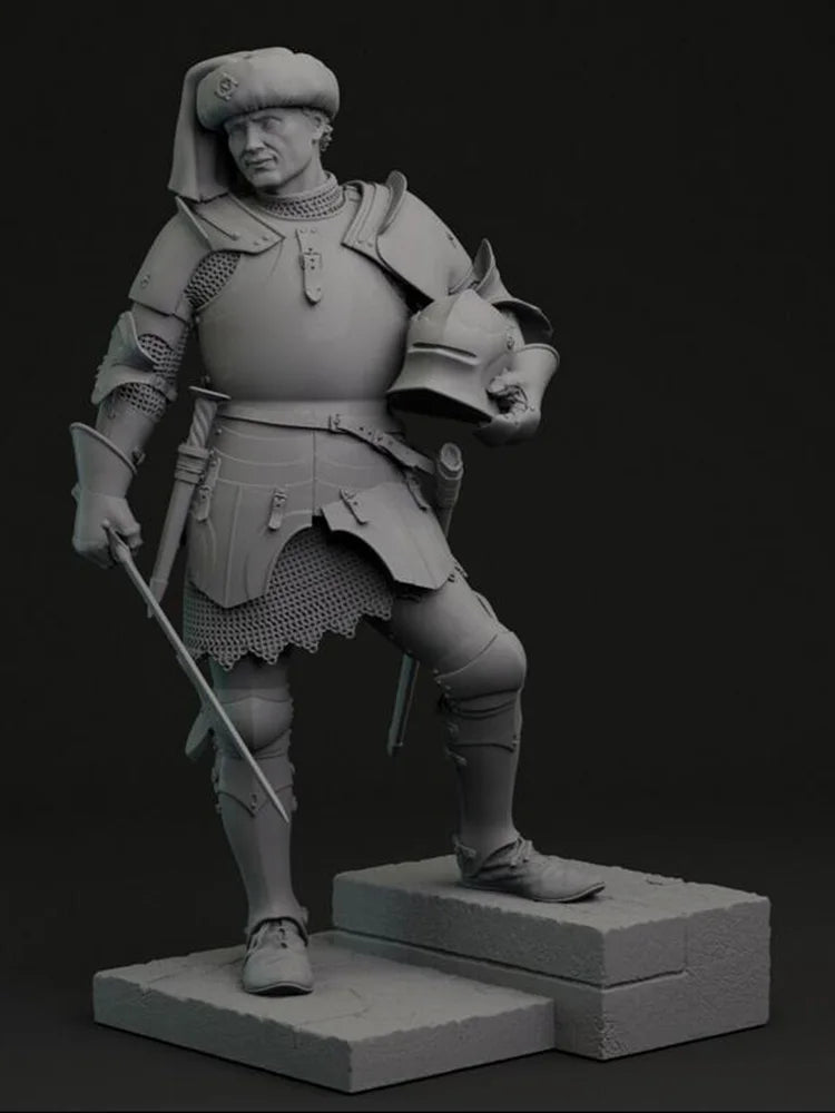 1/24 Medieval Italian Condottiere Commander, Resin Model Figure Kit, Unassembled and Unpainted