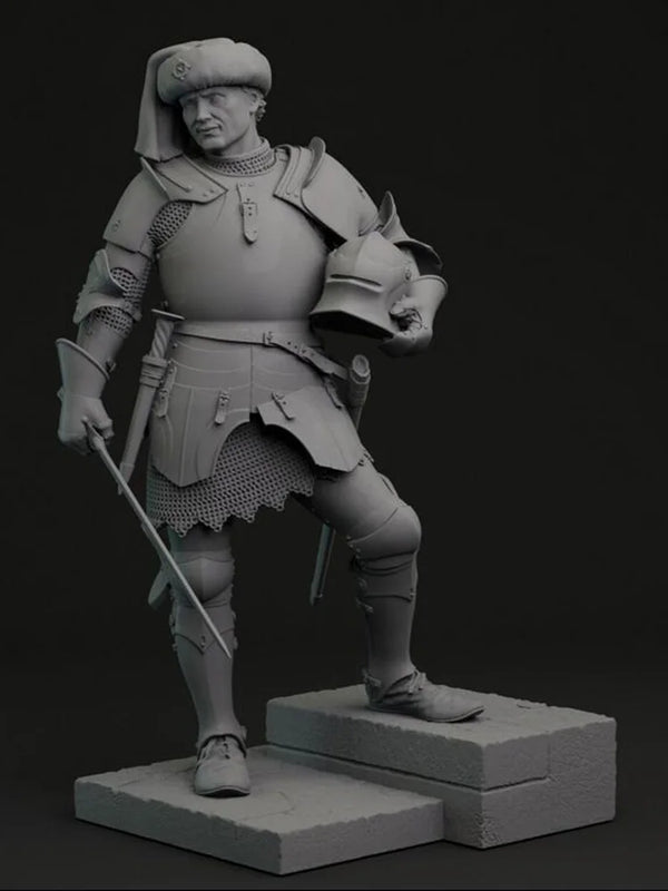 1/24 Medieval Italian Condottiere Commander, Resin Model Figure Kit, Unassembled and Unpainted