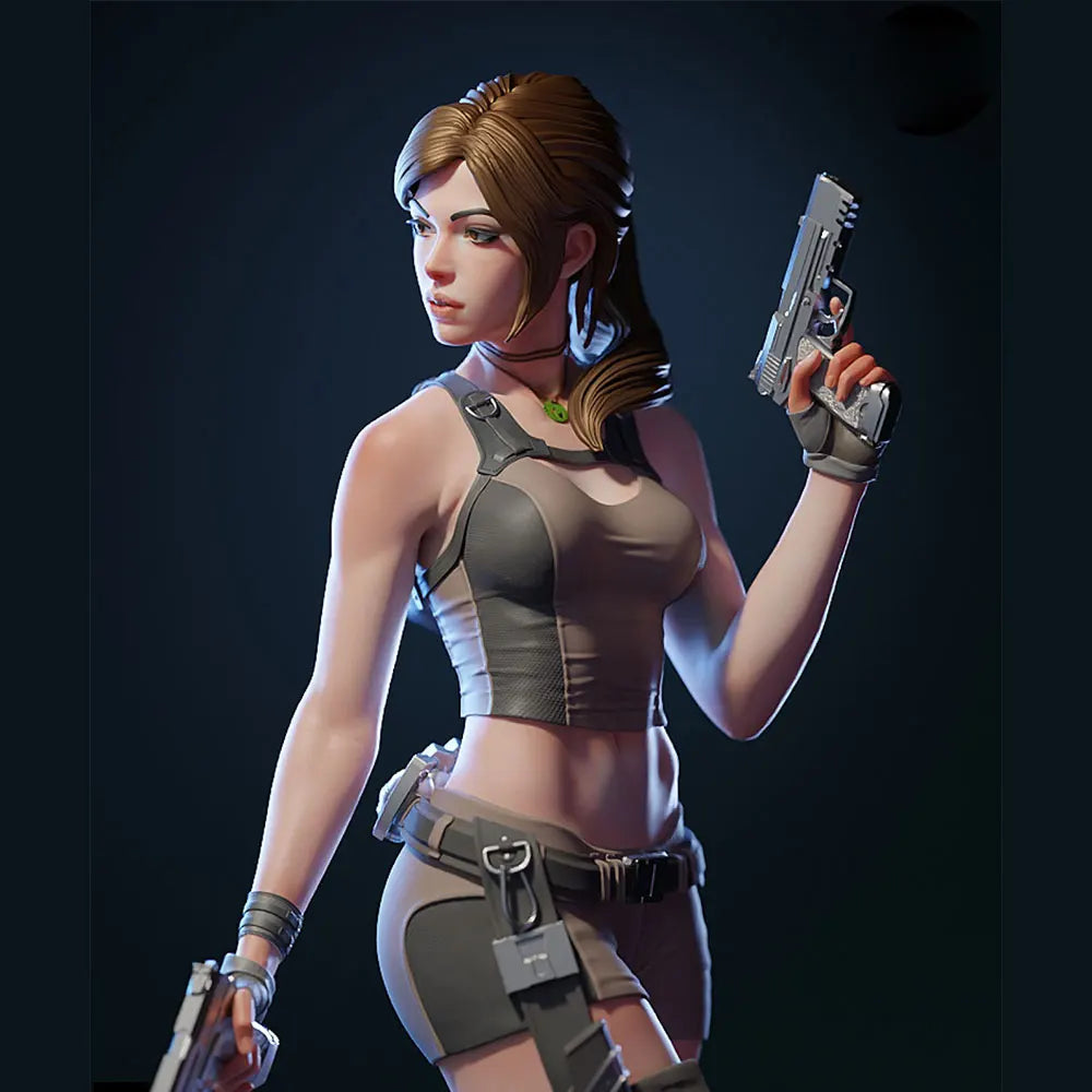 1/24 Modern Female Operative with Dual Pistols, Resin Model Figure Kit, Unassembled and Unpainted