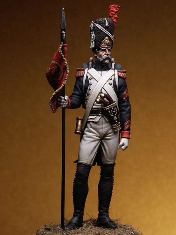 75mm Napoleonic Imperial Guard Standard Bearer, Resin Model Figure Kit, Unassembled and Unpainted