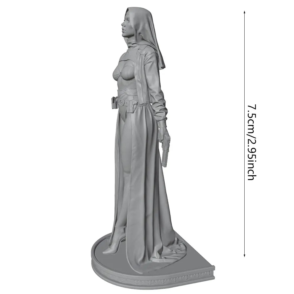 75mm Nun Warrior, Resin Model Figure Kit, Fantasy Theme, Unassembled and Unpainted