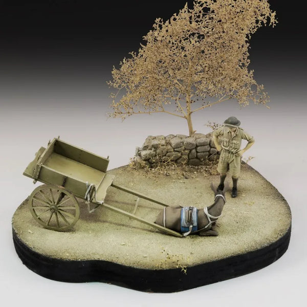 1/35 WWI British Soldiers with Supply Cart, 2 Figures, Resin Model Diorama Kit, Unassembled and Unpainted