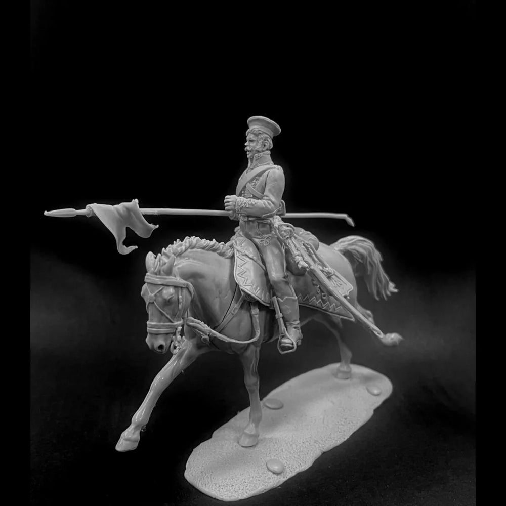 54mm Napoleonic Russian Hussars, 4 Figures, Resin Model Figure Kit, Unassembled and Unpainted