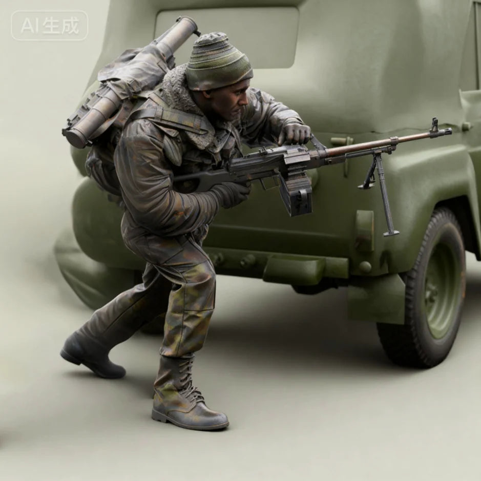 1/35 Modern Soldier with Vehicle, Resin Model Figure Kit, Unassembled and Unpainted