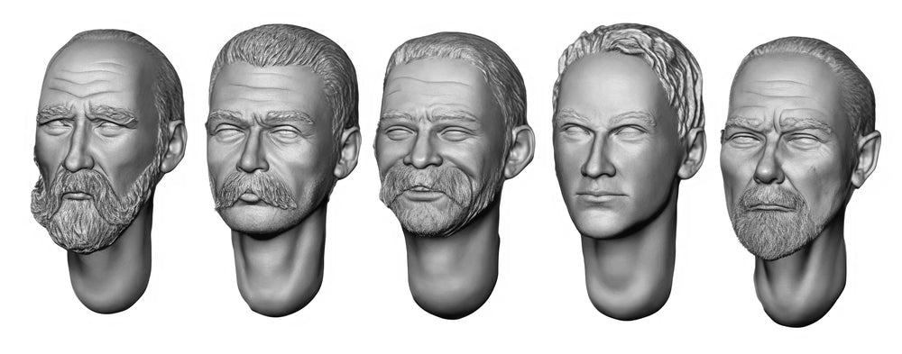 1/35 Male Character Head Replacements, Resin Model Accessory Kit, Historical Theme, Unpainted