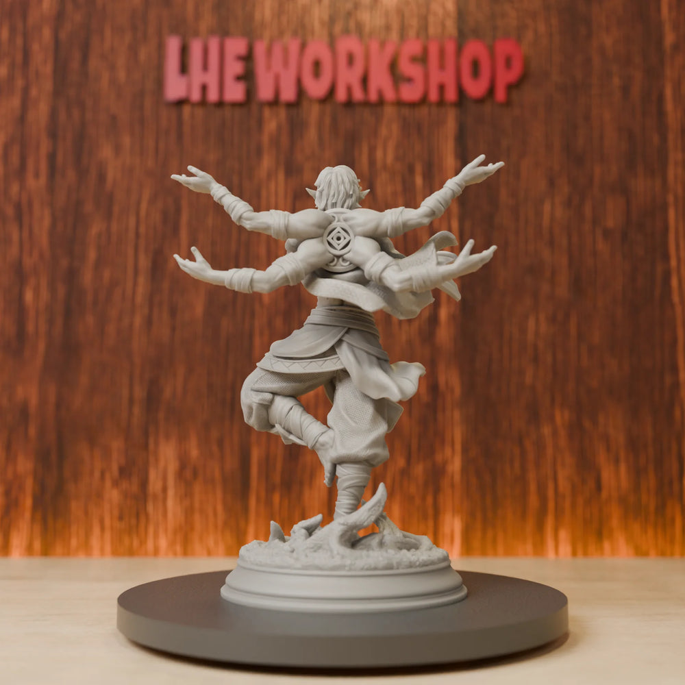 28mm Elf Monk, Resin Model Figure Kit, Fantasy Theme, Unassembled and Unpainted