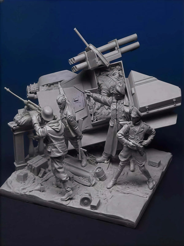 1/35 WWII Field Gun Crew, 4 Figures, Resin Model Figure Kit, Unassembled and Unpainted