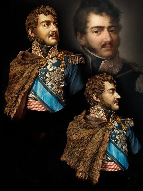 1/9 Napoleonic Officer in Imperial Dress with Fur Cloak, Resin Model Bust Kit, Unassembled and Unpainted