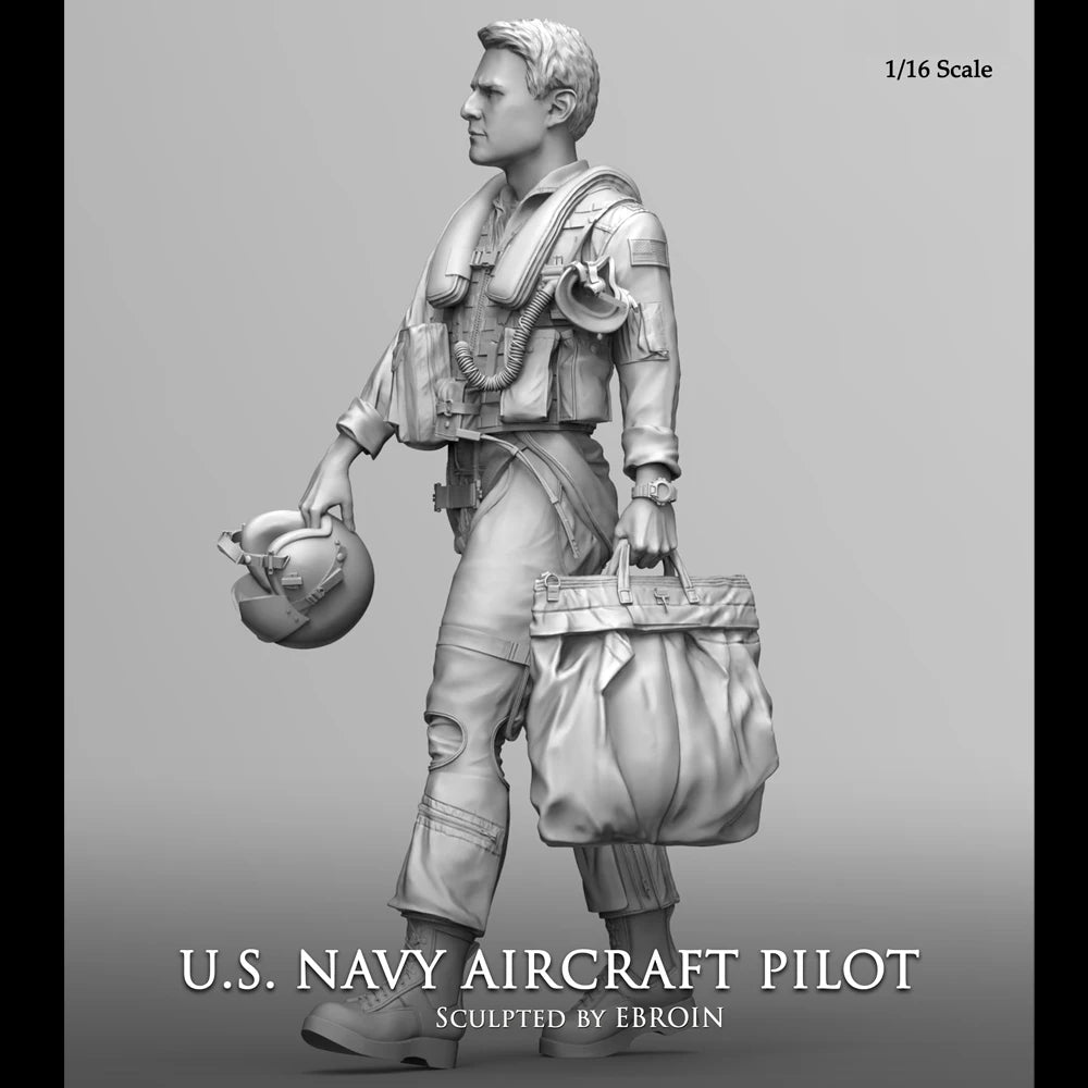 1/16 WWII US Navy Aircraft Pilot (2 Heads), Resin Model Figure Kit, Unassembled and Unpainted