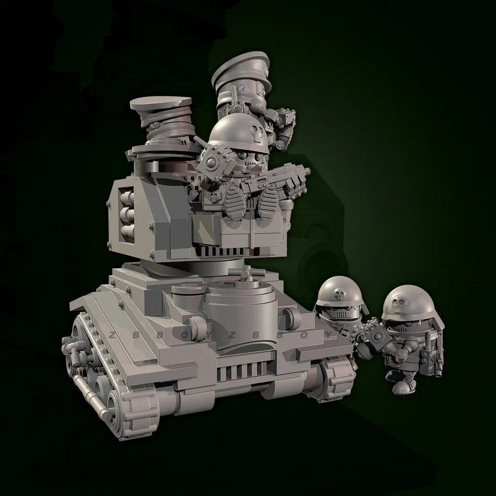 WWII German Tank & Crew Squadron, 18 Figures, Resin Model Vehicle Kit, Unassembled and Unpainted