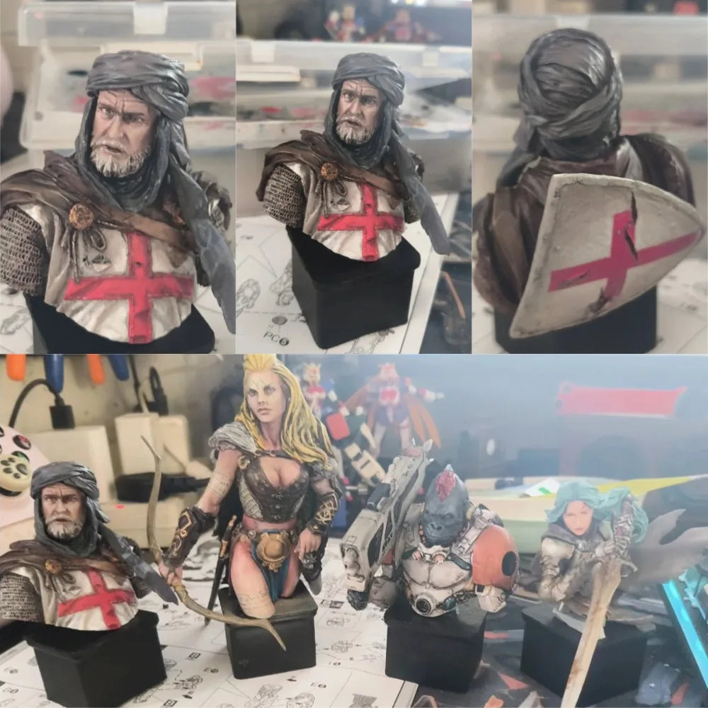 1/10 Medieval Crusader Knight with Turban, Resin Model Bust Kit, Unassembled and Unpainted