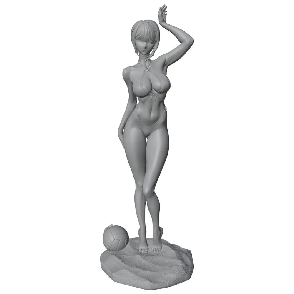 75mm Beach Girl with Volleyball, Resin Model Figure Kit, Unassembled and Unpainted