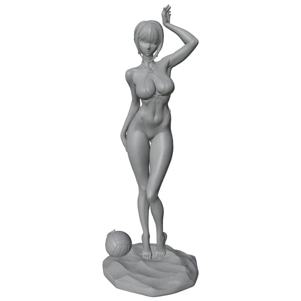 75mm Beach Girl with Volleyball, Resin Model Figure Kit, Unassembled and Unpainted