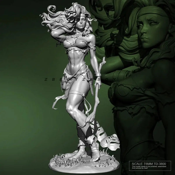 75mm Wasteland Female Hunter, Resin Model Figure Kit, Fantasy Theme, Unassembled and Unpainted