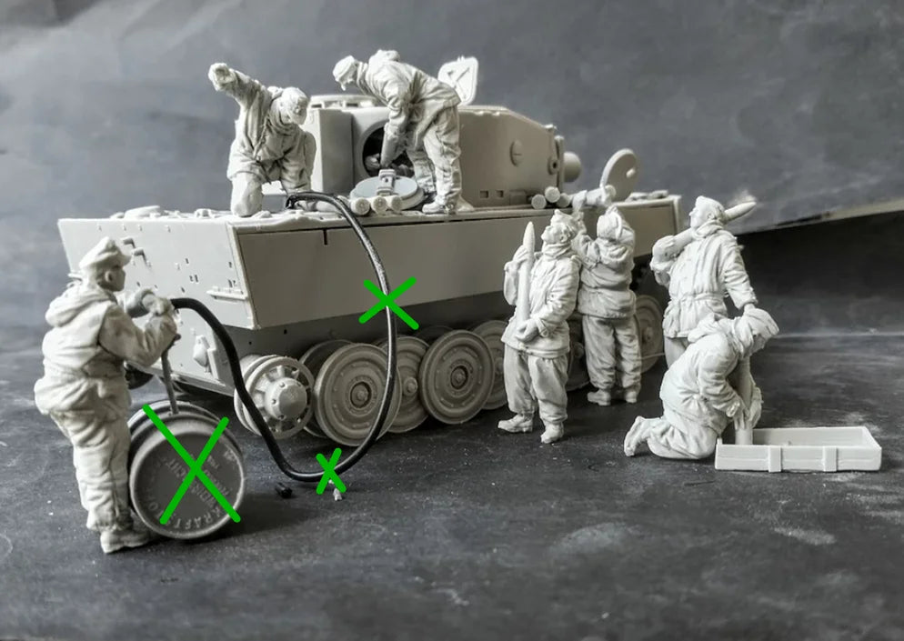 1/35 WWII German Panzer Crew with Commander, 8 Figures, Resin Model Figure Kit, Unassembled and Unpainted