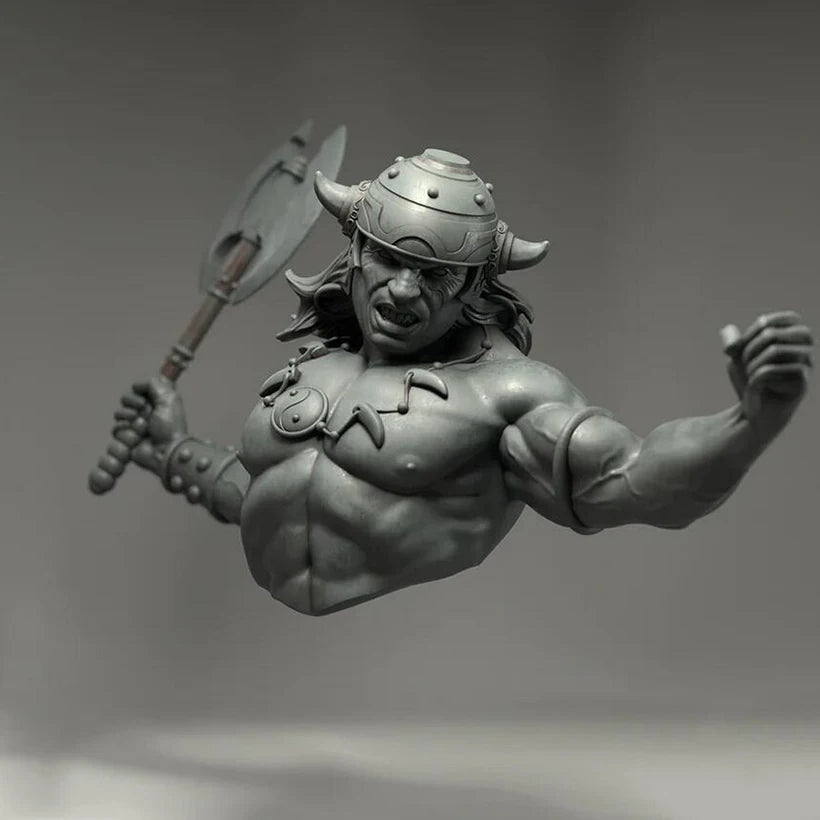 1/10 Horned Barbarian Warrior, Resin Model Bust Kit, Fantasy Theme, Unassembled and Unpainted