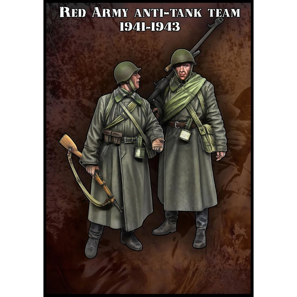 1/35 WWII Soviet Anti-Tank Riflemen with PTRD, 8 Figures, Resin Model Figure Kit, Unassembled and Unpainted
