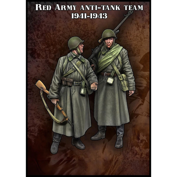 1/35 WWII Soviet Anti-Tank Riflemen with PTRD, 8 Figures, Resin Model Figure Kit, Unassembled and Unpainted