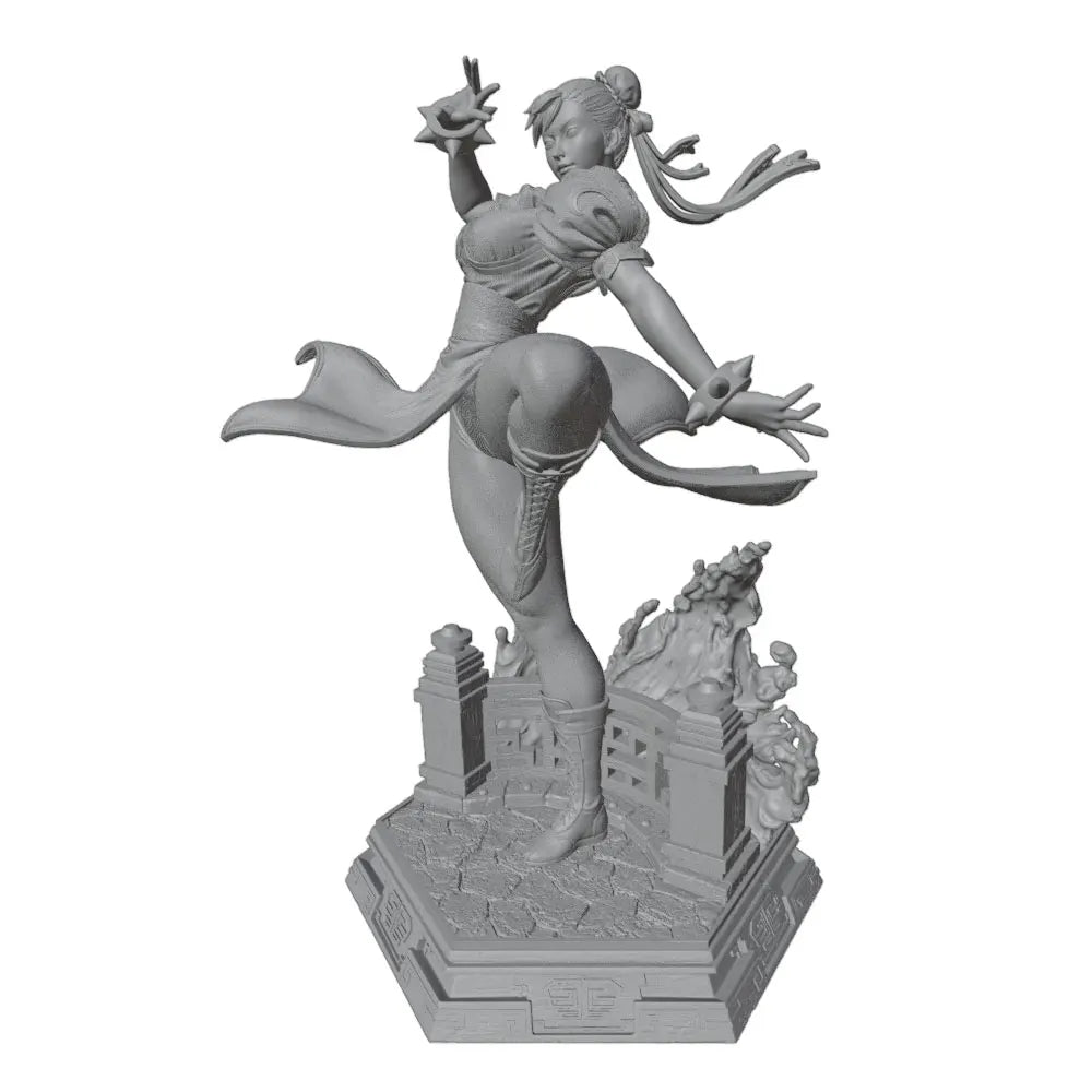 1/24 Female Warrior with Spiky Hair in Combat Pose, Resin Model Figure Kit, Anime Theme, Unassembled and Unpainted