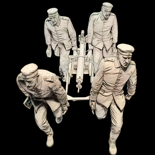 1/16 WWII German Field Artillery Gun Crew, 8 Figures, Resin Model Figure Kit, Unassembled and Unpainted
