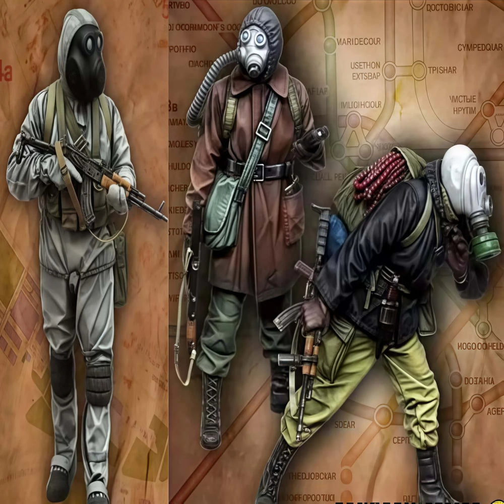 1/35 Modern CBRN Soldiers, 3 Figures, Resin Model Figure Kit, Unassembled and Unpainted