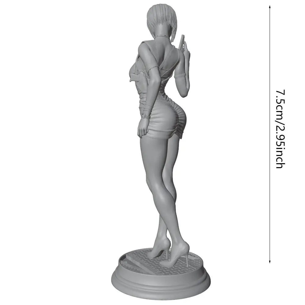 1/24 Female in Form-Fitting Dress with Arms Raised, Resin Model Figure Kit, Unassembled and Unpainted