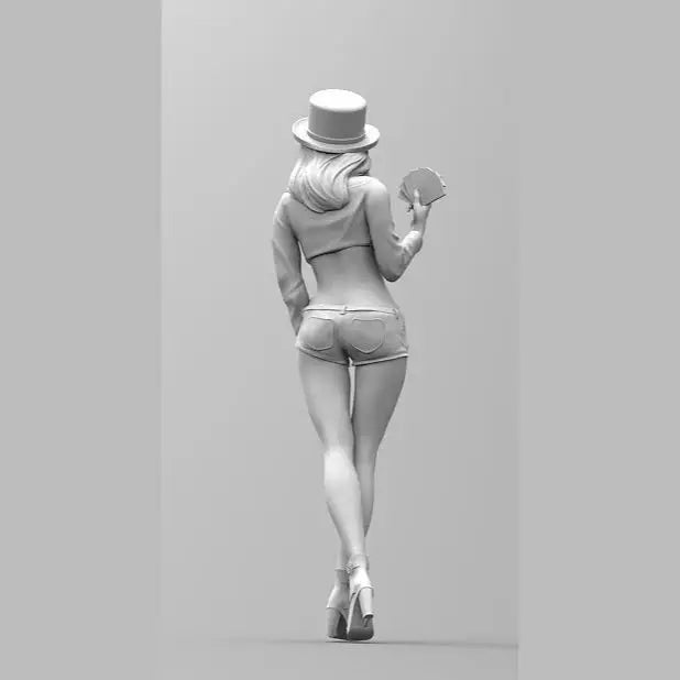 1/35 Pin-up Card Player with Bowler Hat, Resin Model Figure Kit, Unassembled and Unpainted