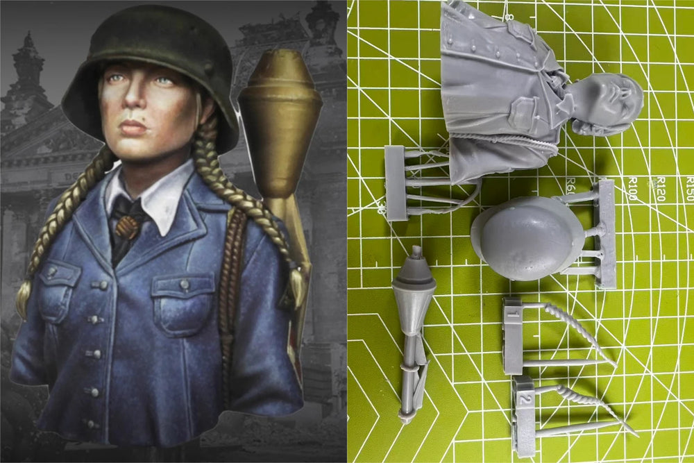 1/10 WWII Female Soldier, Resin Model Bust Kit, Unassembled and Unpainted