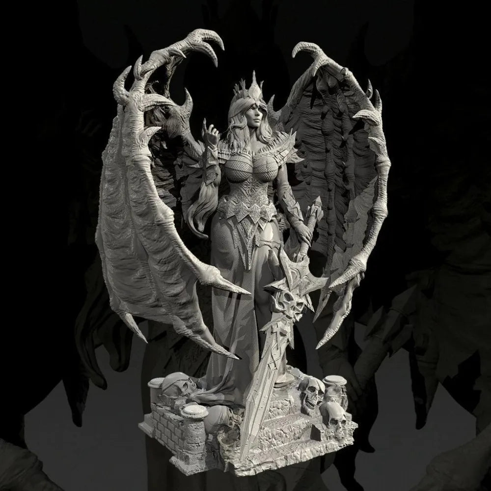 90mm Dark Angel Demon Queen, Resin Model Figure Kit, Fantasy Theme, Unassembled and Unpainted