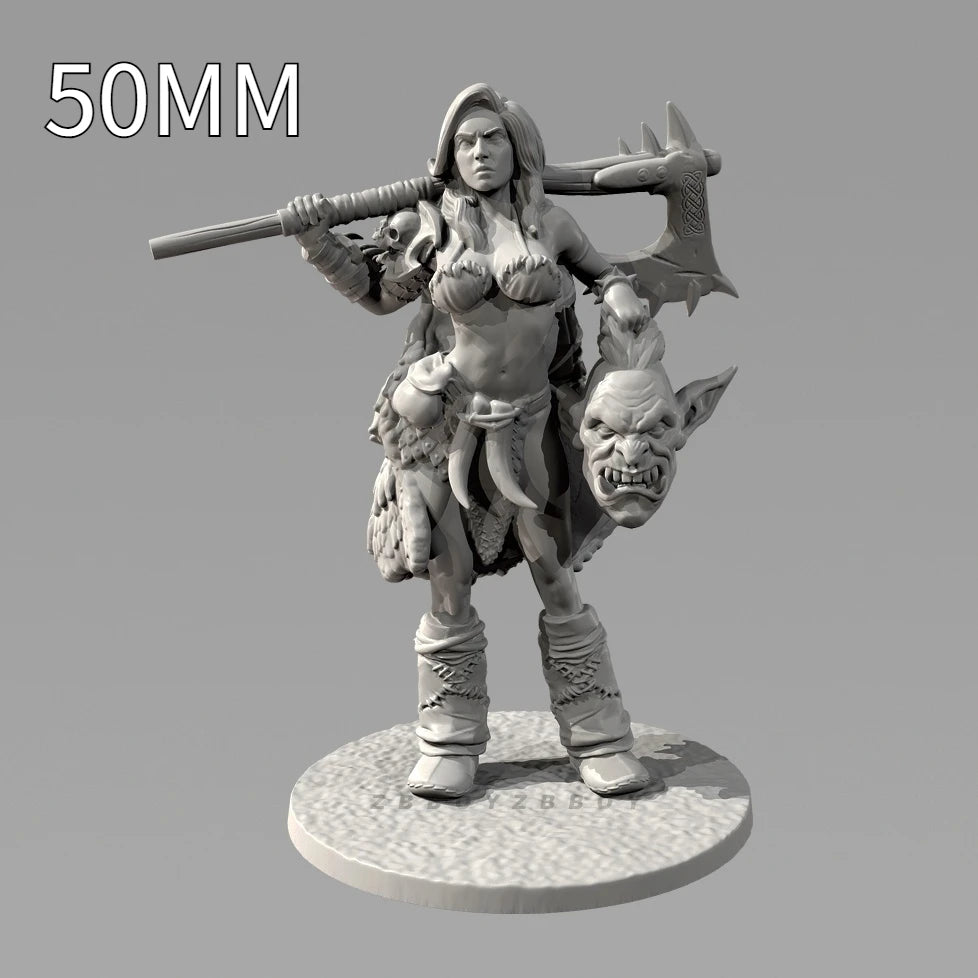 75mm Female Barbarian, Resin Model Figure Kit, Fantasy Theme, Unassembled and Unpainted